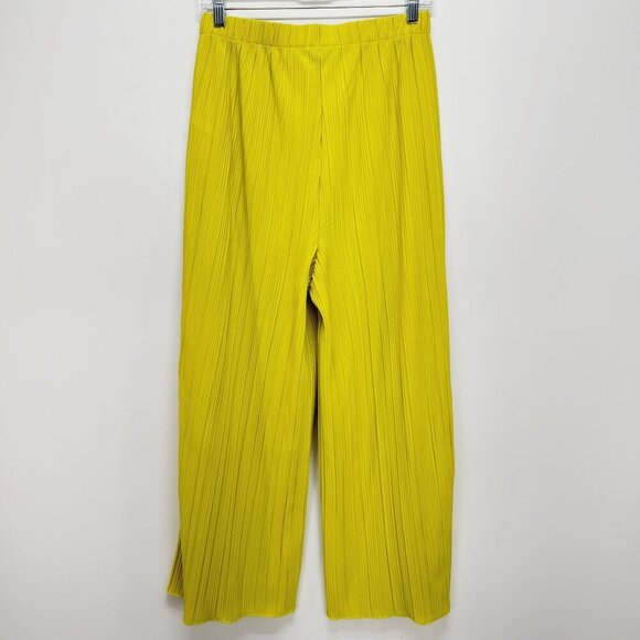 Rafaella Womens Wide Leg Pleated Pants M Yellow Olive  Comfortable Fit - Picture 6 of 11